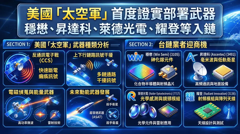 美國太空軍進化，多家台廠入鏈 !