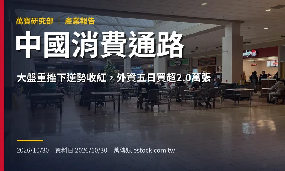 中國消費通路產業報告：大盤重挫下逆勢收紅，外資五日買超2.0萬張