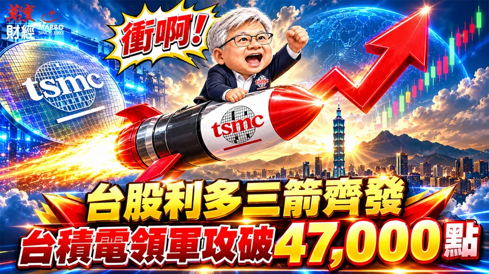 台股利多三箭齊發!台積電(2330)領軍攻破47,000點!