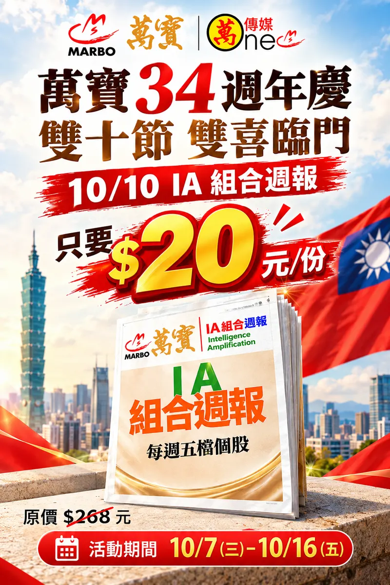萬寶IA組合週報-1010(雙十促銷預購,10/10(六)晚上七點出刊)
